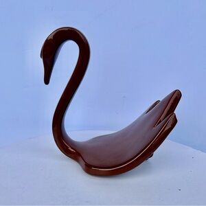 Elegant Brown Ceramic Swan Figurine